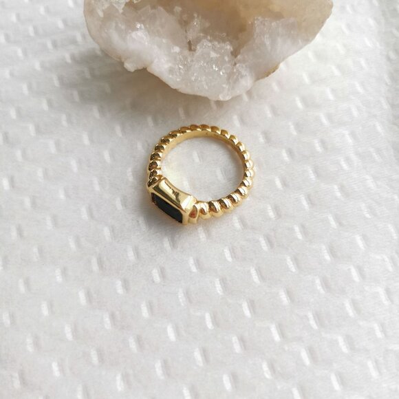 New Gold Alicia Bonnie Aurora Black Crystal Ring Size 7 - Picture 3 of 3